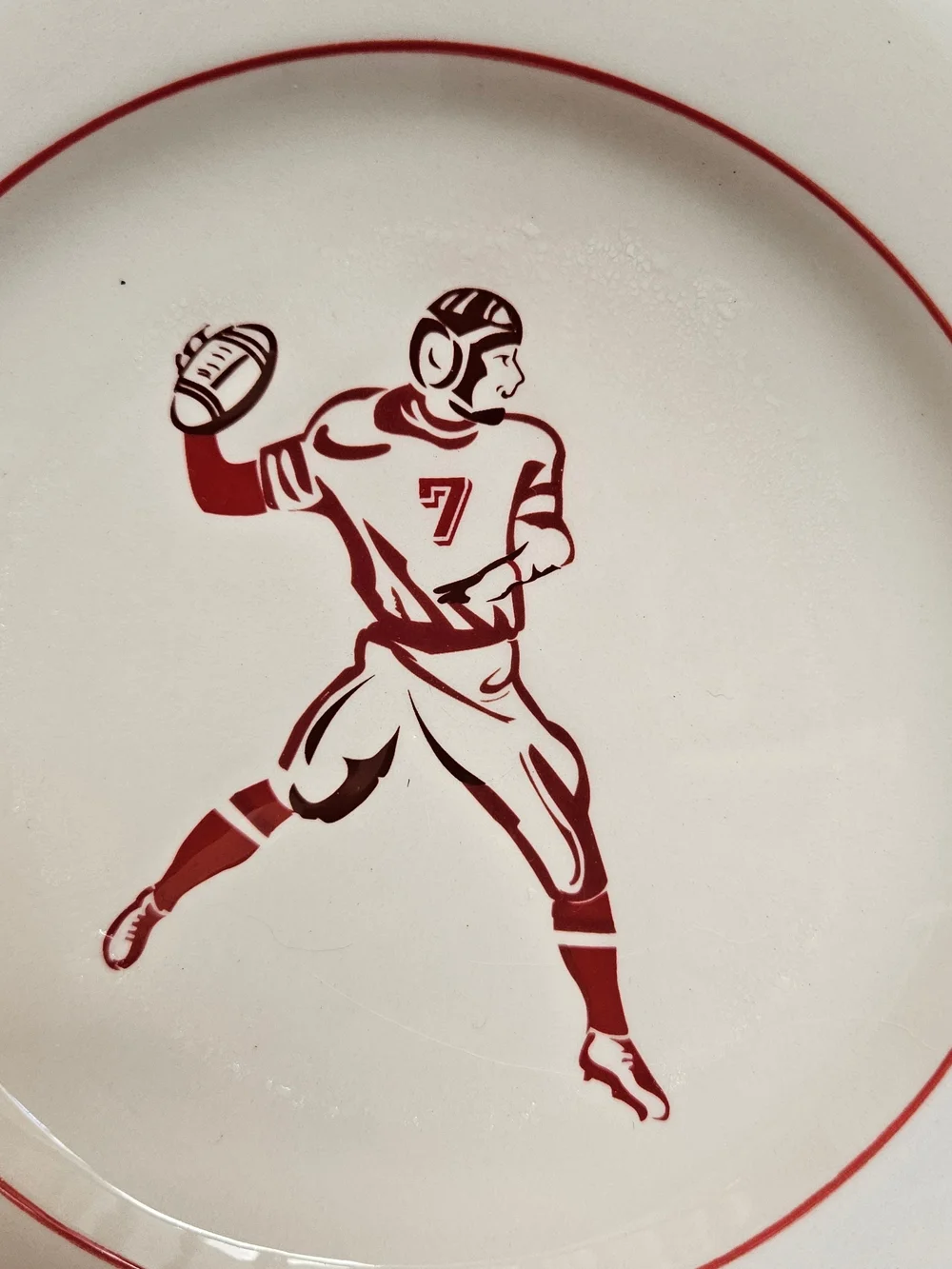 Williams-Sonoma Vintage Football Snack Dessert Salad 7-1/8” Plates Set of 4